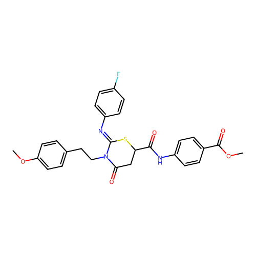 METHYL 4-[(2Z)-2-[(4-FLUOROPHENYL)IMINO]-3-[2-(4-METHOXYPHENYL)ETHYL]-4-OXO-1,3-THIAZINANE-6-AMIDO]BENZOATE structure