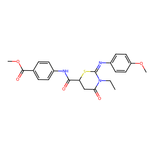Methyl 4-[[3-ethyl-2-(4-methoxyphenyl)imino-4-oxo-1,3-thiazinane-6-carbonyl]amino]benzoate structure