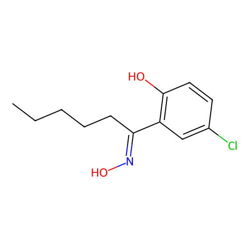 4-chloro-2-(N-hydroxy-C-pentylcarbonimidoyl)phenol structure