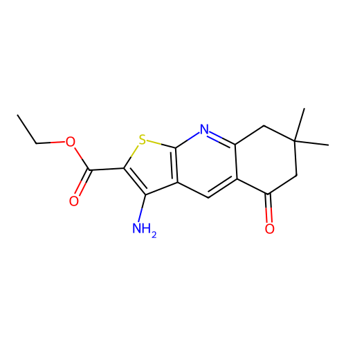 ethyl 3-amino-7,7-dimethyl-5-oxo-5,6,7,8-tetrahydrothieno[2,3-b]quinoline-2-carboxylate structure