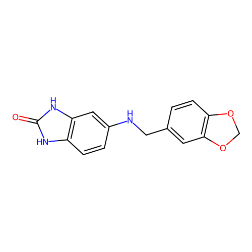 5-[(1,3-benzodioxol-5-ylmethyl)amino]-1,3-dihydro-2H-benzimidazol-2-one structure