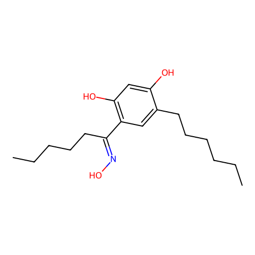 4-hexyl-6-(N-hydroxy-C-pentylcarbonimidoyl)benzene-1,3-diol structure