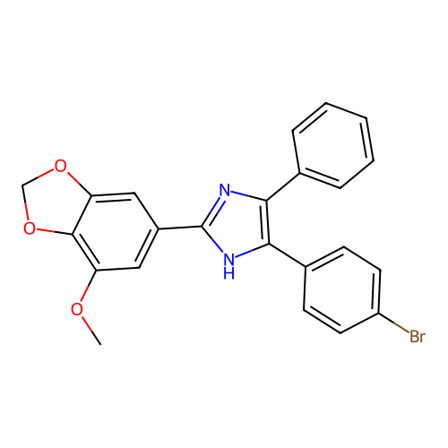 5-(4-bromophenyl)-2-(7-methoxy-1,3-benzodioxol-5-yl)-4-phenyl-1H-imidazole structure