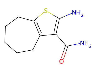 2-amino-4H,5H,6H,7H,8H-cyclohepta(b)thiophene-3-carboxamide structure