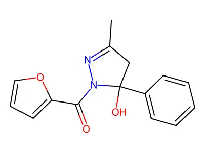 furan-2-yl-(5-hydroxy-3-methyl-5-phenyl-4H-pyrazol-1-yl)methanone structure