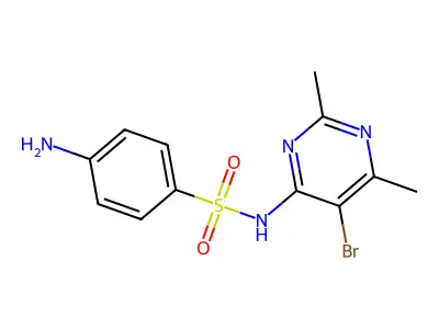 sulfanilamide, n(sup 1)-(5-bromo-2,6-dimethyl-4-pyrimidinyl)-, sodium salt structure