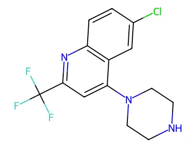 1-[6-Chloro-2-(trifluoromethyl)quinol-4-yl]piperazine structure