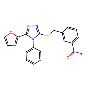3-(Furan-2-yl)-5-[(3-nitrophenyl)methylsulfanyl]-4-phenyl-1,2,4-triazole structure