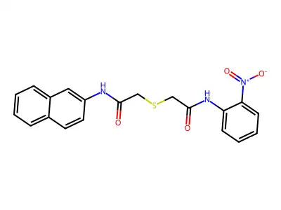 N-naphthalen-2-yl-2-[2-(2-nitroanilino)-2-oxoethyl]sulfanylacetamide structure