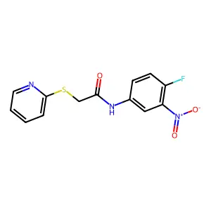 N-(4-fluoro-3-nitrophenyl)-2-(pyridin-2-ylthio)acetamide structure