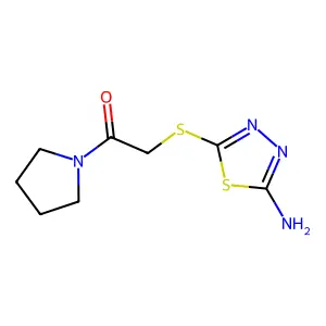 5-[(2-Oxo-2-pyrrolidin-1-ylethyl)thio]-1,3,4-thiadiazol-2-amine structure