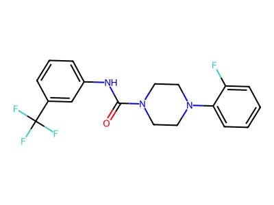 4-(2-fluorophenyl)-N-[3-(trifluoromethyl)phenyl]piperazine-1-carboxamide structure