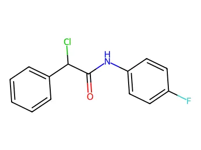2-chloro-N-(4-fluorophenyl)-2-phenylacetamide structure