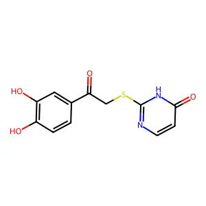 2-[2-(3,4-dihydroxyphenyl)-2-oxoethyl]sulfanyl-1H-pyrimidin-6-one structure