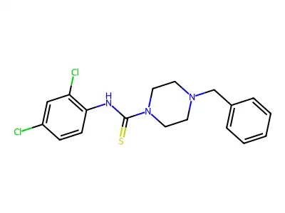 4-benzyl-N-(2,4-dichlorophenyl)piperazine-1-carbothioamide structure