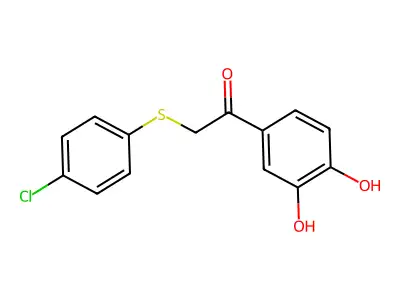 2-(4-Chlorophenyl)sulfanyl-1-(3,4-dihydroxyphenyl)ethanone structure