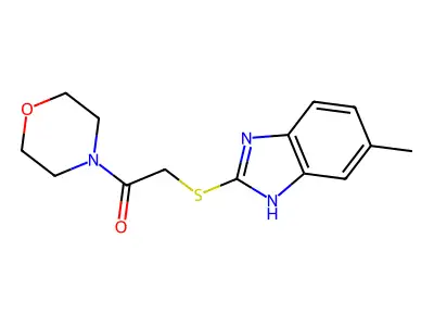 2-((5-Methyl-1H-benzo[d]imidazol-2-yl)thio)-1-morpholinoethanone structure