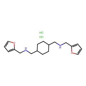 1,4-Cyclohexanebis(methylamine), N,N'-bis(2-furylmethyl)-, dihydrochloride structure