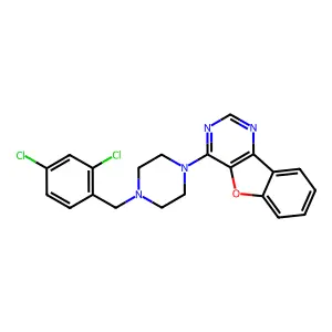 4-[4-[(2,4-Dichlorophenyl)methyl]piperazin-1-yl]-[1]benzofuro[3,2-d]pyrimidine structure
