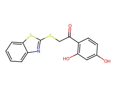 2-(1,3-Benzothiazol-2-ylsulfanyl)-1-(2,4-dihydroxyphenyl)ethanone structure