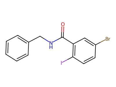 N-benzyl-5-bromo-2-iodobenzamide structure