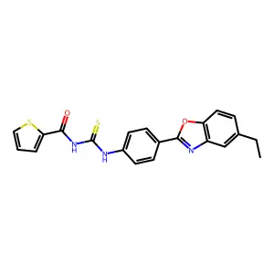 N-[[4-(5-ethyl-1,3-benzoxazol-2-yl)phenyl]carbamothioyl]thiophene-2-carboxamide structure