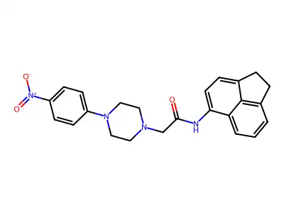 N-(1,2-dihydroacenaphthylen-5-yl)-2-[4-(4-nitrophenyl)piperazin-1-yl]acetamide structure