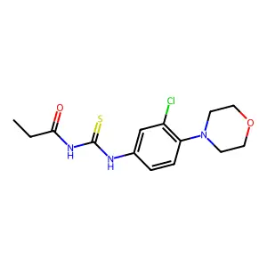 N-[(3-chloro-4-morpholin-4-ylphenyl)carbamothioyl]propanamide structure