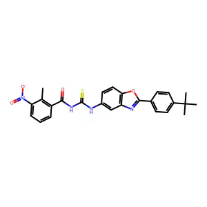N-[[2-(4-tert-butylphenyl)-1,3-benzoxazol-5-yl]carbamothioyl]-2-methyl-3-nitrobenzamide structure