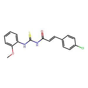 (E)-3-(4-chlorophenyl)-N-[(2-methoxyphenyl)carbamothioyl]prop-2-enamide structure