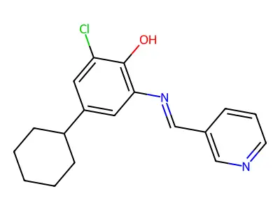 2-Chloro-4-cyclohexyl-6-((3-pyridinylmethylene)amino)phenol structure