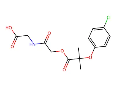 ((((2-(4-Chlorophenoxy)-2-methylpropanoyl)oxy)acetyl)amino)acetic acid structure
