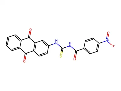 N-[(9,10-dioxoanthracen-2-yl)carbamothioyl]-4-nitrobenzamide structure
