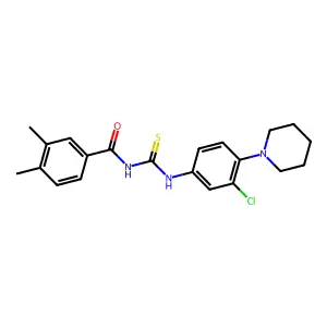 N-[(3-chloro-4-piperidin-1-ylphenyl)carbamothioyl]-3,4-dimethylbenzamide structure