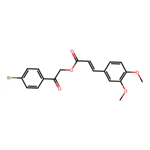 2-(4-bromophenyl)-2-oxoethyl (2E)-3-(3,4-dimethoxyphenyl)prop-2-enoate structure