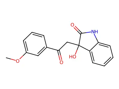 3-hydroxy-3-[2-(3-methoxyphenyl)-2-oxoethyl]-1,3-dihydro-2H-indol-2-one structure