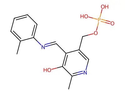[6-methyl-4-[(2-methylanilino)methylidene]-5-oxopyridin-3-yl]methyl dihydrogen phosphate structure