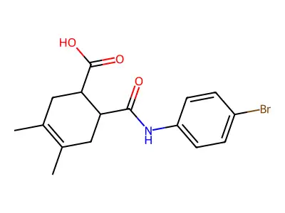 6-[(4-Bromoanilino)carbonyl]-3,4-dimethyl-3-cyclohexene-1-carboxylic acid structure