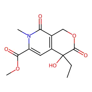 methyl 4-ethyl-4-hydroxy-7-methyl-3,8-dioxo-1H-pyrano[3,4-c]pyridine-6-carboxylate structure