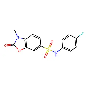 N-(4-fluorophenyl)-3-methyl-2-oxo-1,3-benzoxazole-6-sulfonamide structure