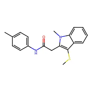 2-(1-methyl-3-methylsulfanylindol-2-yl)-N-(4-methylphenyl)acetamide structure