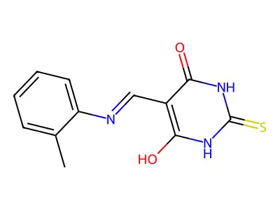 2-thioxo-5-((o-tolylamino)methylene)dihydropyrimidine-4,6(1H,5H)-dione structure