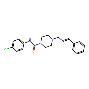 N-(4-chlorophenyl)-4-(3-phenylallyl)piperazine-1-carboxamide structure