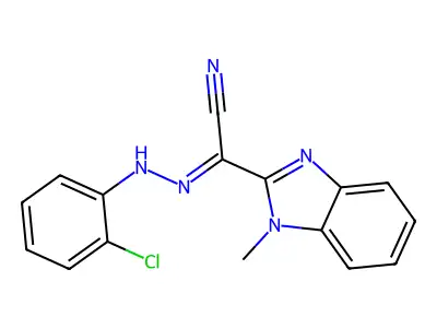 [2-(2-Chlorophenyl)hydrazinylidene](1-methyl-1H-benzimidazol-2-yl)acetonitrile structure