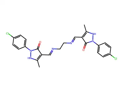 (4E)-2-(4-chlorophenyl)-4-[[2-[[(Z)-[1-(4-chlorophenyl)-3-methyl-5-oxopyrazol-4-ylidene]methyl]amino]ethylamino]methylidene]-5-methylpyrazol-3-one structure