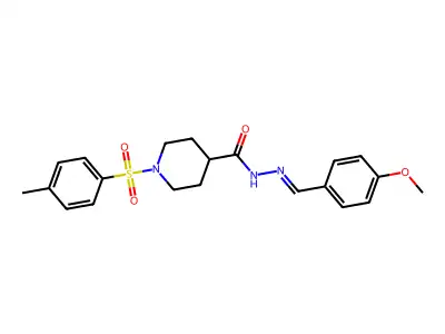 N-[(4-methoxyphenyl)methylideneamino]-1-(4-methylphenyl)sulfonylpiperidine-4-carboxamide structure