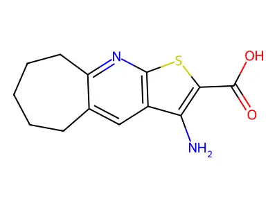 3-Amino-6,7,8,9-tetrahydro-5H-cyclohepta[b]-thieno[3,2-e]pyridine-2-carboxylic acid structure