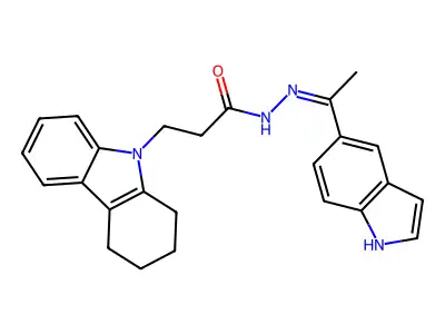 9h-carbazole-9-propanoic acid,1,2,3,4-tetrahydro-,[1-(1h-indol-5-yl)ethylidene]hydrazide structure