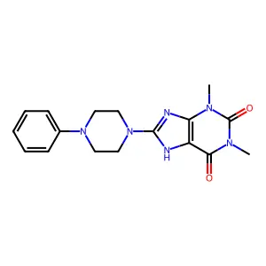 1,3-Dimethyl-8-(4-phenyl-1-piperazinyl)-3,7-dihydro-1H-purine-2,6-dione structure