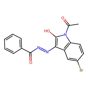 (Z)-N'-(1-acetyl-5-bromo-2-oxoindolin-3-ylidene)benzohydrazide structure